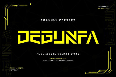 Degunfa - Futuristic Tech Font Font twinletter 