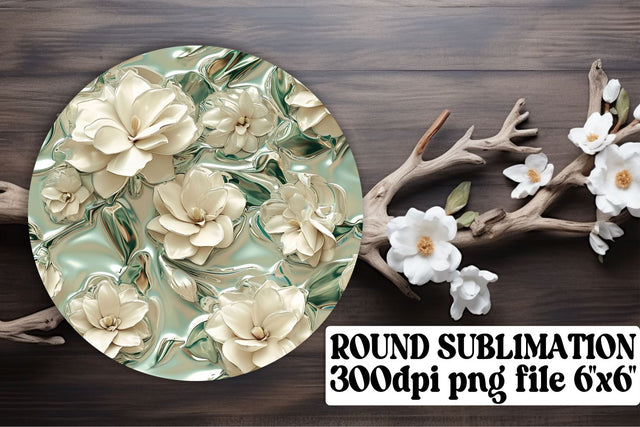 Delicate Blossom Circle Sublimation Bundle: Keychain, Coaster, Ornament Pack Sublimation afrosvg 