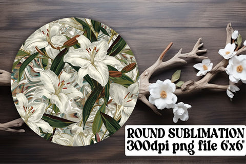 Delicate Blossom Circle Sublimation Collection: Keychain, Coaster, Ornament Pack Sublimation afrosvg 