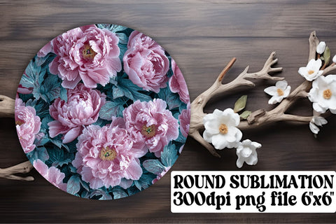 Delicate Blossom Circle Sublimation Collection: Keychain, Coaster, Ornament Pack Sublimation afrosvg 