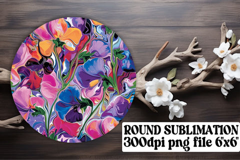 Delicate Blossom Circle Sublimation Collection: Keychain, Coaster, Ornament Pack Sublimation afrosvg 