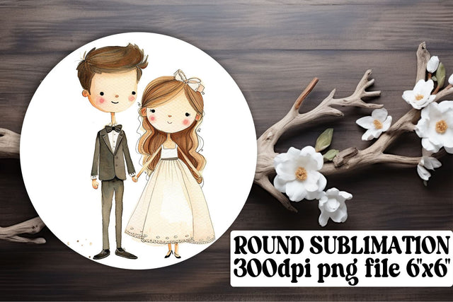 Delicate Bride & Groom Circle Designs Sublimation afrosvg 