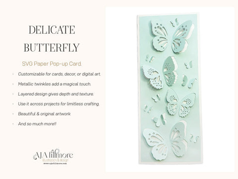 Delicate Butterfly Pop-Up SVG Card Craft File – Perfect for Spring & Special Occasions SVG Aja Nicole Designs 