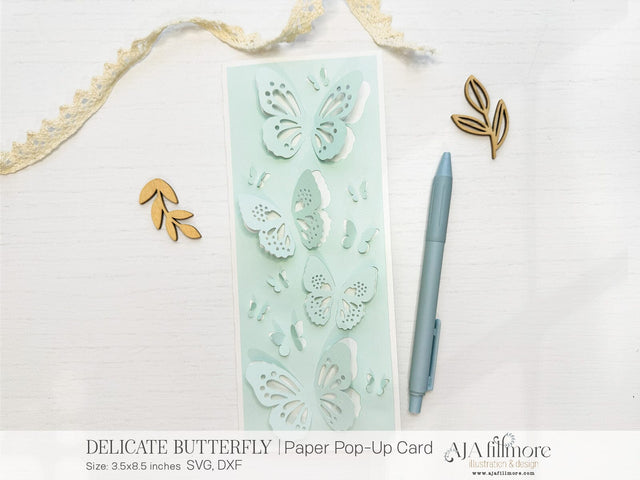 Delicate Butterfly Pop-Up SVG Card Craft File – Perfect for Spring & Special Occasions SVG Aja Nicole Designs 