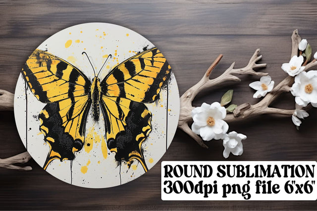 Delicate Butterfly Round Sublimation for Keychains and Car Cup Holders Sublimation afrosvg 