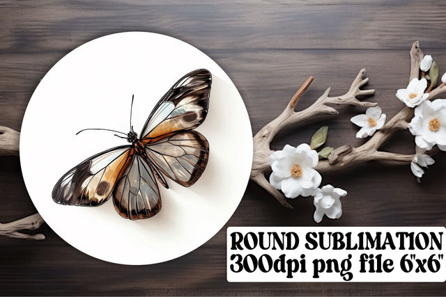 Delicate Butterfly Round Sublimation for Keychains & Car Accessories Sublimation afrosvg 