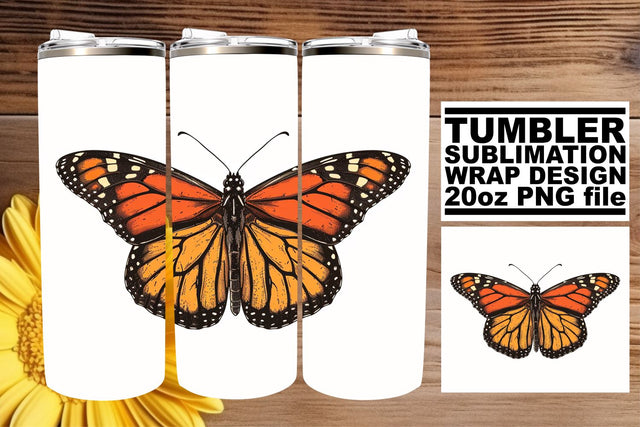 Delicate Dance: Butterfly Sublimation Wrap for 20oz Tumblers Sublimation afrosvg 