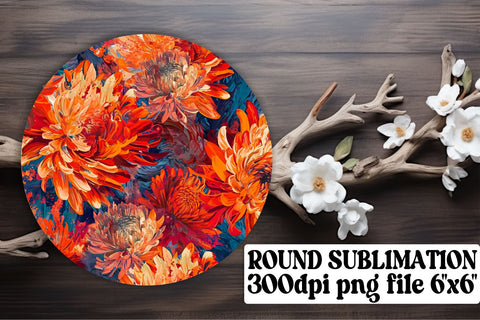 Delicate Floral Pattern Keychain: Sublimation Coaster, Circle Decor Sublimation afrosvg 