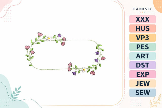 Delicate Floral Wreath Monogram Frame Embroidery Design Embroidery/Applique DESIGNS sg embroidery 