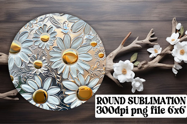 Delicate Flower Pattern Sublimation: Keychain, Coaster, Round Ornaments Sublimation afrosvg 