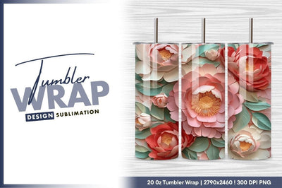 Delicate Paper Flowers Arrangement Tumbler Png Style Sublimation Regulrcrative 