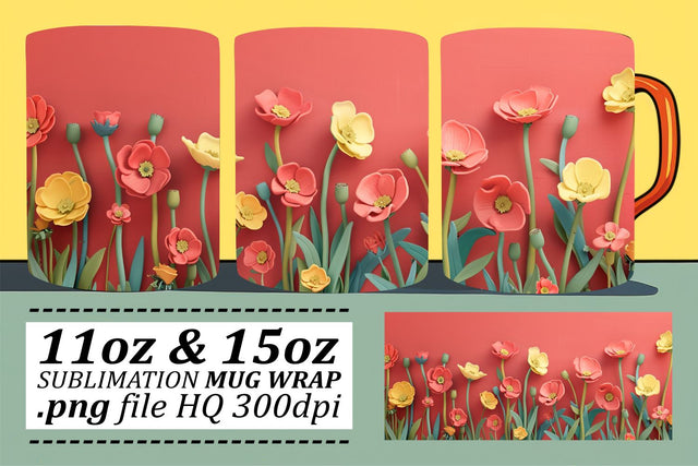 Delicate Petals Cup Design - Whimsical Spring Elegance Sublimation afrosvg 