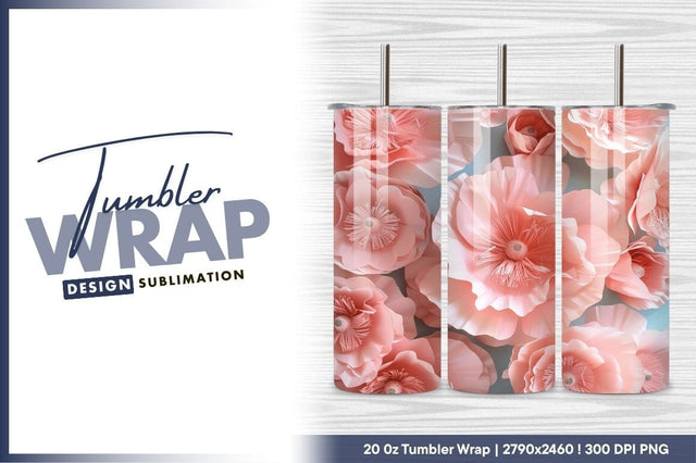 Delicate Pink Paper Flowers Background Floral Design Sublimation Regulrcrative 