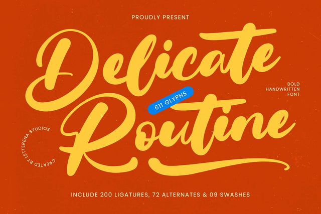 Delicate Routine - Bold Handwritten Font Font Letterena Studios 