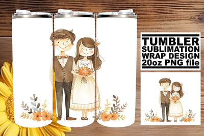 Delicate Watercolor Wedding Tumbler: Bridal Elegance 20oz Sublimation afrosvg 