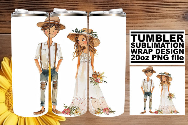 Delicate Watercolor Wedding Tumbler Wrap: Loving Embrace 20oz Sublimation afrosvg 