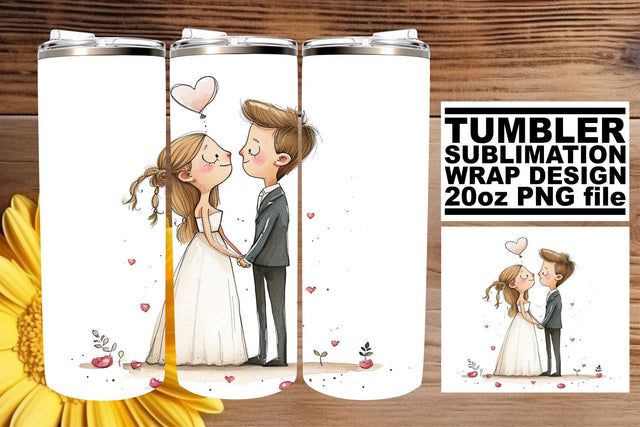 Delicate Watercolor Wedding Tumbler Wrap: Timeless Love 20oz Sublimation afrosvg 