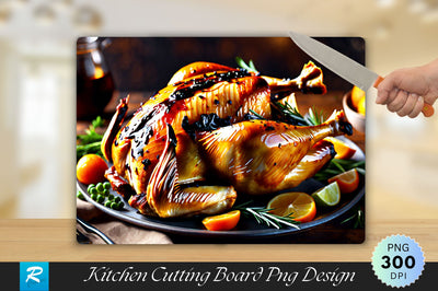 Delicious Roasted Chicken on a Plate Cutting Board Sublimation Regulrcrative 