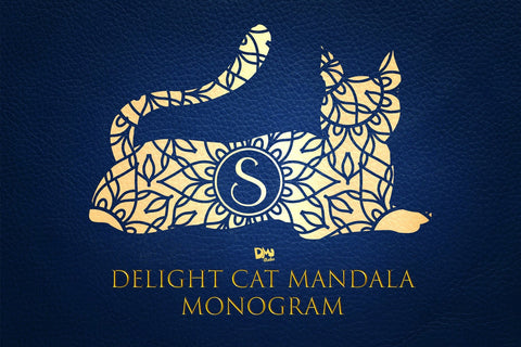 Delight Cat Mandala Monogram Font Dm Letter Studio 