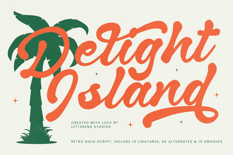 Delight Island - Retro Bold Script Font Letterena Studios 
