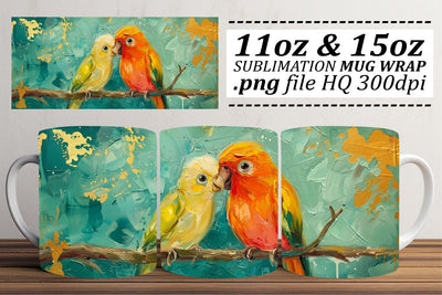 Delightful Bird Art Mug Wrap – Sublimation for 11oz & 15oz Sublimation afrosvg 