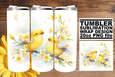 Delightful Birdsong Tumbler Design Sublimation afrosvg 
