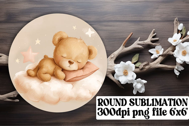 Delightful Circle Prints with Bears Sublimation afrosvg 