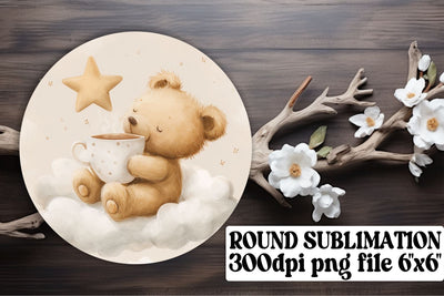 Delightful Circle Prints with Bears Sublimation afrosvg 
