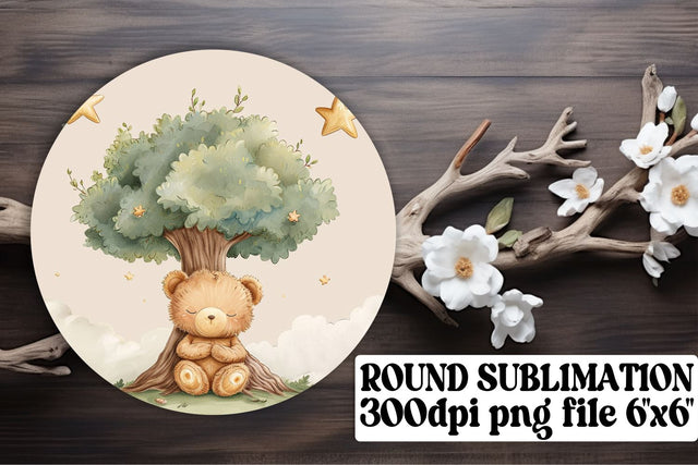 Delightful Circle Prints with Mischievous Bears Sublimation afrosvg 