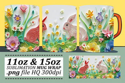 Delightful Easter Bunny Family Mug Design, Sublimation Wrap, 11oz 15oz, 3D Easter Art, Happy Easter Sublimation afrosvg 