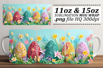 Delightful Easter Bunny Mug Design, Sublimation Wrap, Festive 3D Art, Happy Easter, Spring Decor Sublimation afrosvg 