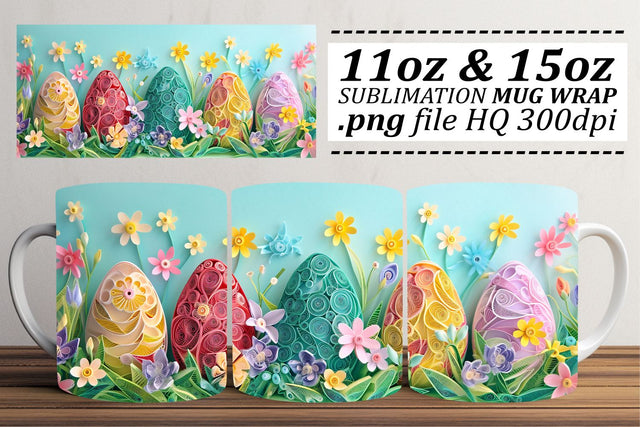 Delightful Easter Bunny Mug Design, Sublimation Wrap, Festive 3D Art, Happy Easter, Spring Decor Sublimation afrosvg 