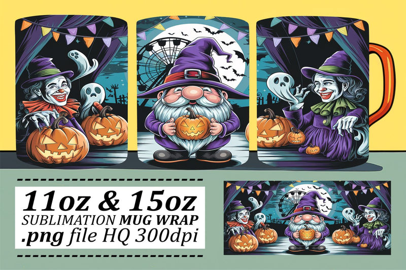 Delightful Gnome Mug Wrap for Halloween Sublimation afrosvg 