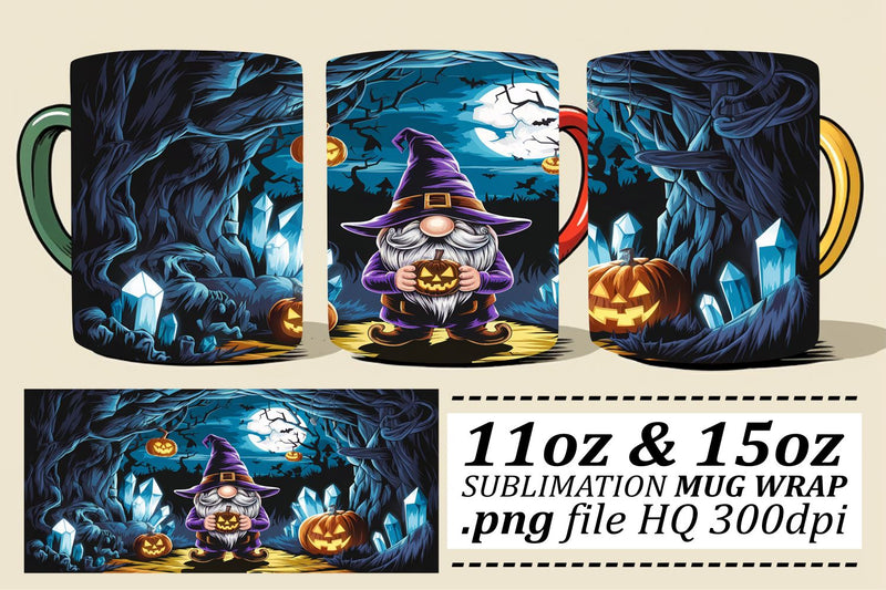 Delightful Gnome Mug Wrap for Halloween Sublimation afrosvg 