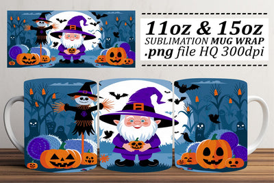 Delightful Gnome Mug Wrap Halloween Sublimation afrosvg 