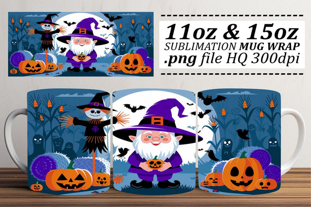 Delightful Gnome Mug Wrap Halloween Sublimation afrosvg 