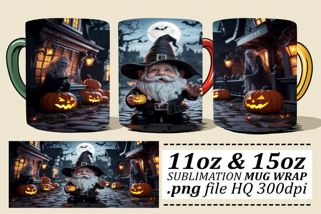 Delightful Halloween Gnome Mug Wrap Sublimation afrosvg 
