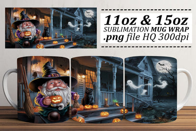Delightful Halloween Gnome Mug Wrap Sublimation afrosvg 