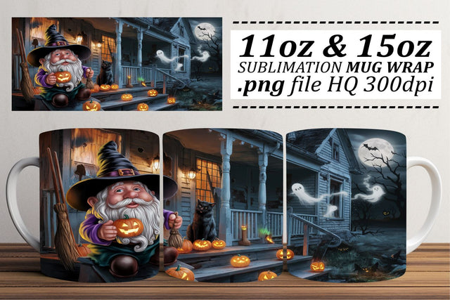 Delightful Halloween Gnome Mug Wrap Sublimation afrosvg 