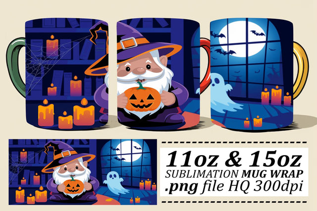Delightful Halloween Gnome Mug Wrap Sublimation afrosvg 