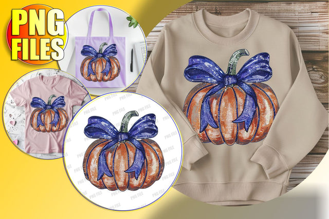 Delightful Pumpkin with Bow for Autumn PNG Design Sublimation afrosvg 