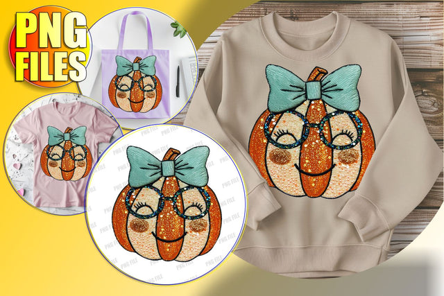 Delightful Pumpkin with Bow for Halloween PNG Design Sublimation afrosvg 