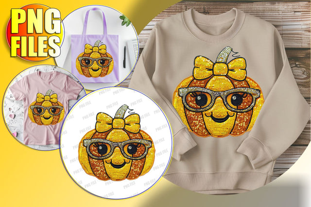 Delightful Pumpkin with Sequin Bow Halloween Sublimation Sublimation afrosvg 