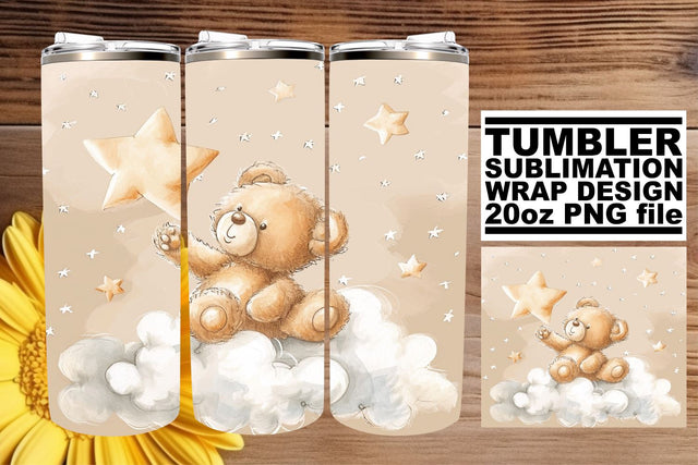 Delightful Watercolor Bear Tumbler - Nursery Style Sublimation afrosvg 