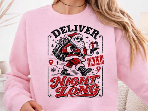 Deliver All Night Long Vintage Santa PNG SVG DesignDestine 