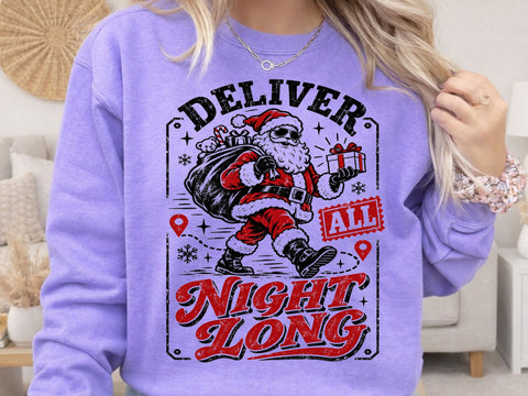 Deliver All Night Long Vintage Santa PNG SVG DesignDestine 