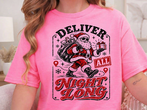 Deliver All Night Long Vintage Santa PNG SVG DesignDestine 