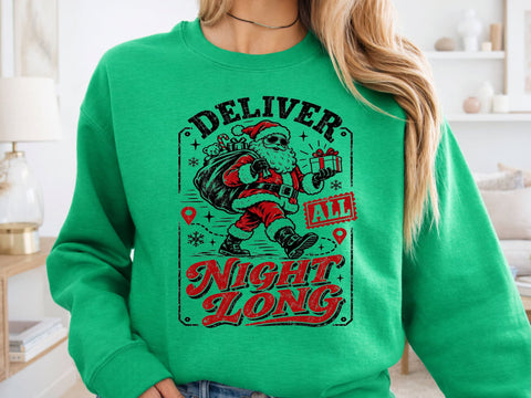 Deliver All Night Long Vintage Santa PNG SVG DesignDestine 