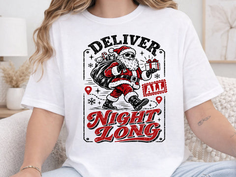 Deliver All Night Long Vintage Santa PNG SVG DesignDestine 
