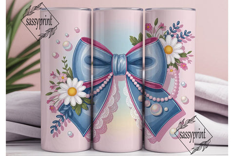 Denim Bow Tumbler Wrap Sublimation sassyprint 